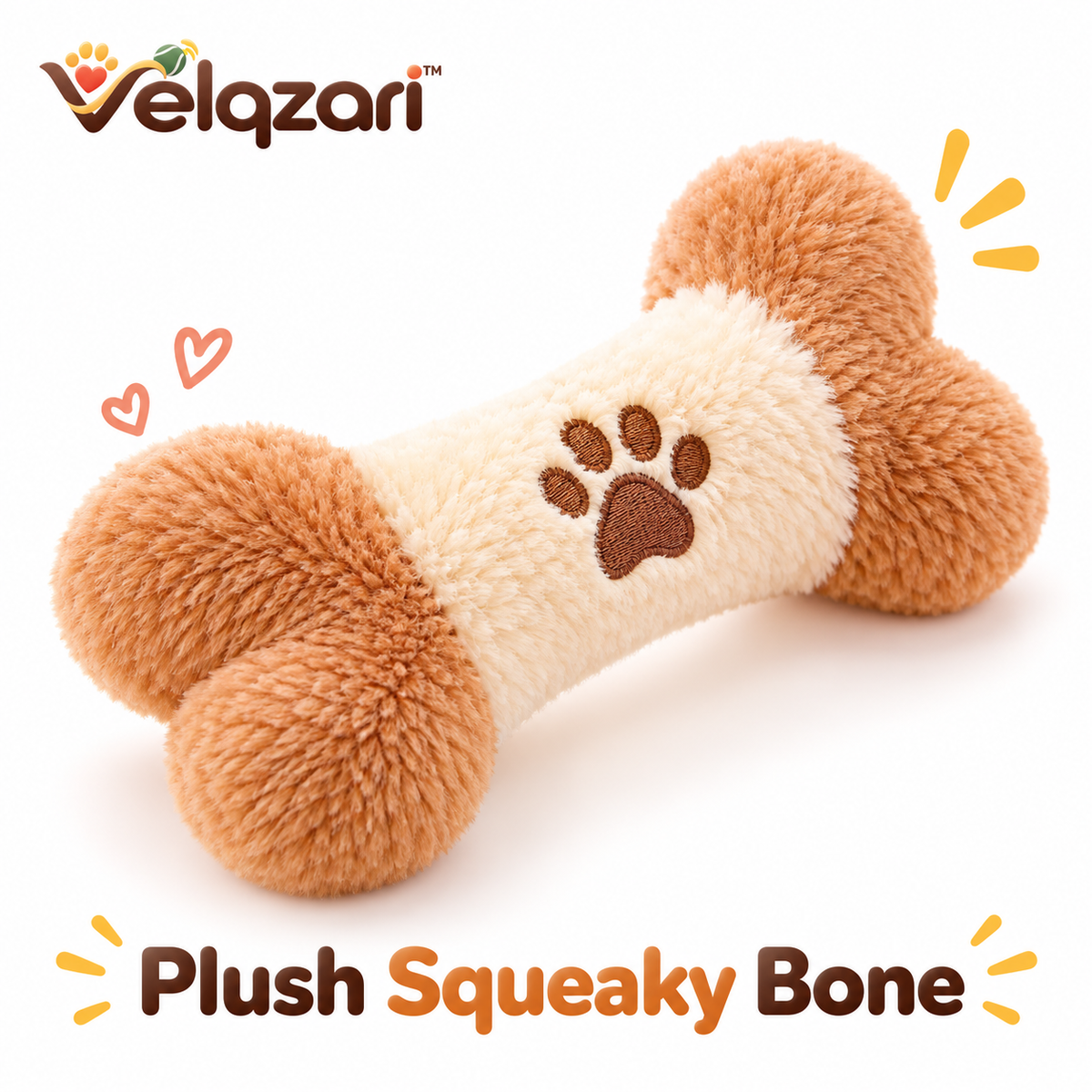 Velqzari™ Plush Squeaky Bone Dog Toy