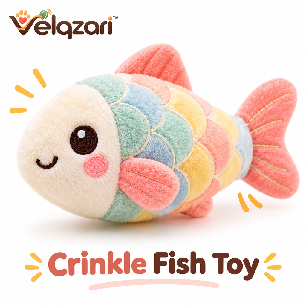 Velqzari™ Pastel Crinkle Fish Cat Toy