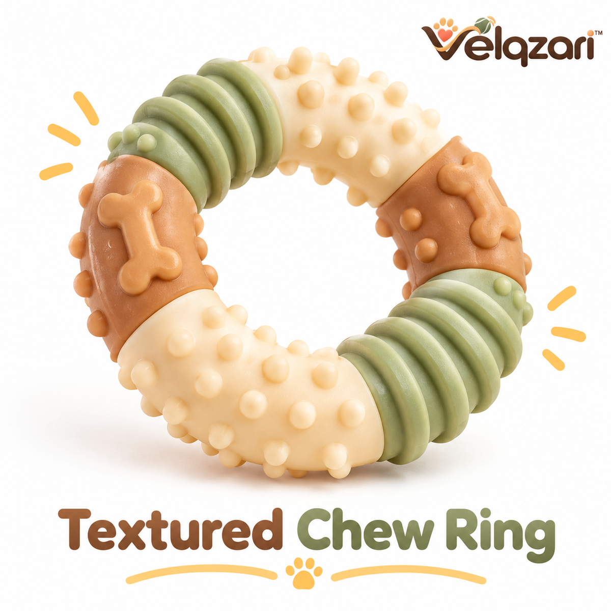 Velqzari™ Textured Chew Ring Dog Toy