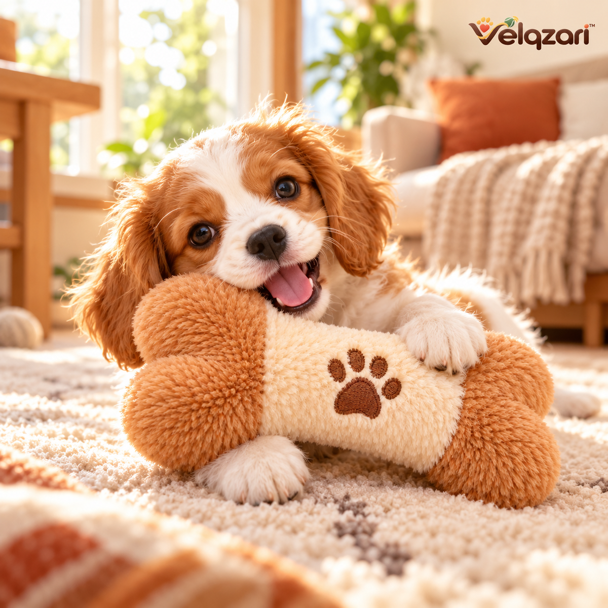 Velqzari™ Plush Squeaky Bone Dog Toy