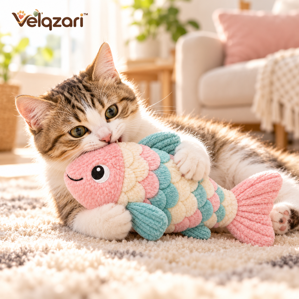 Velqzari™ Pastel Crinkle Fish Cat Toy
