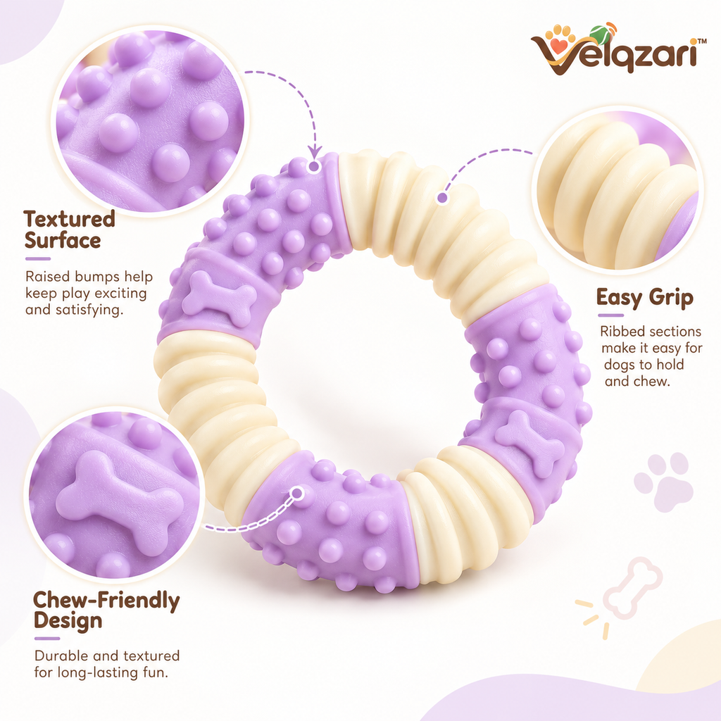 Velqzari™ Textured Chew Ring Dog Toy
