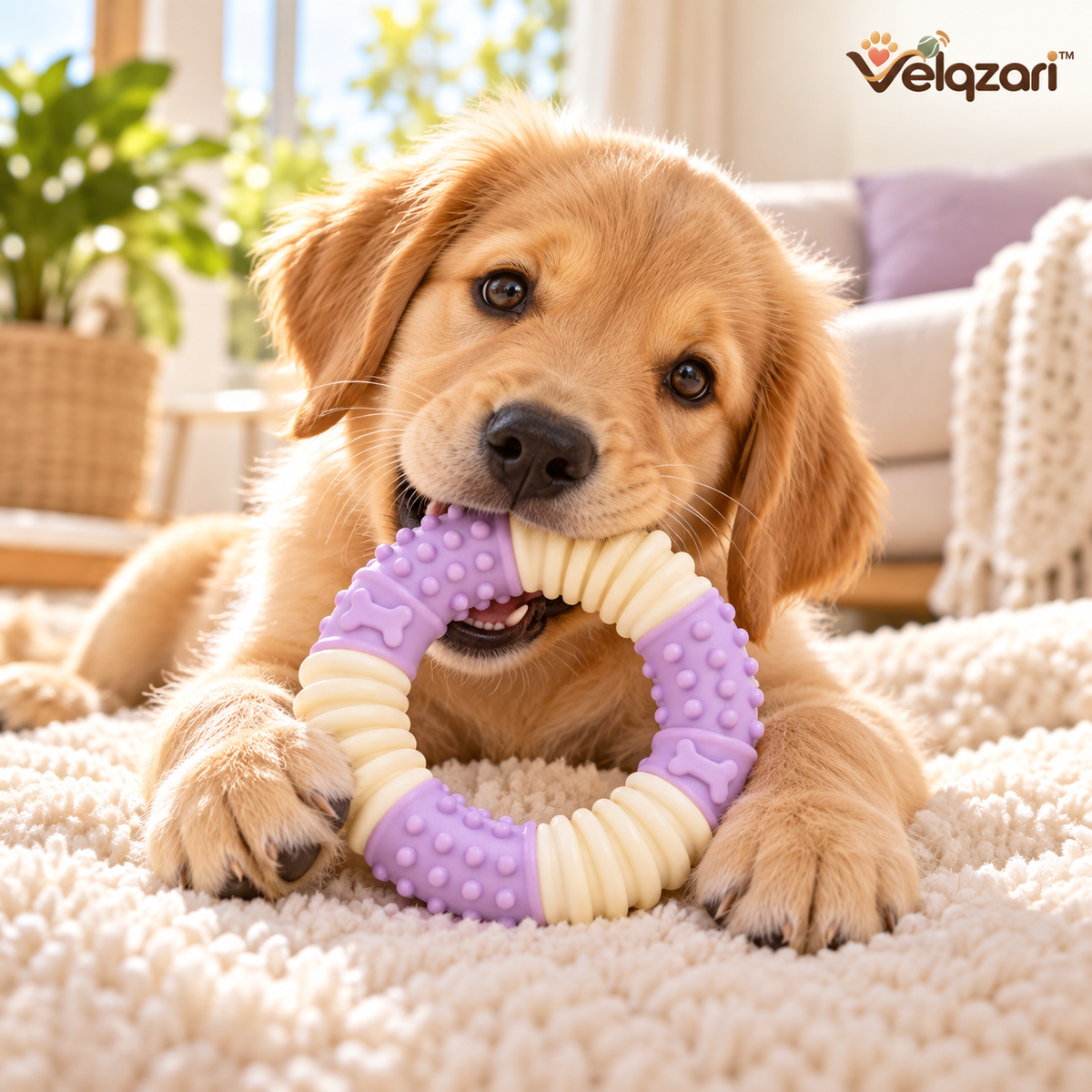Velqzari™ Textured Chew Ring Dog Toy