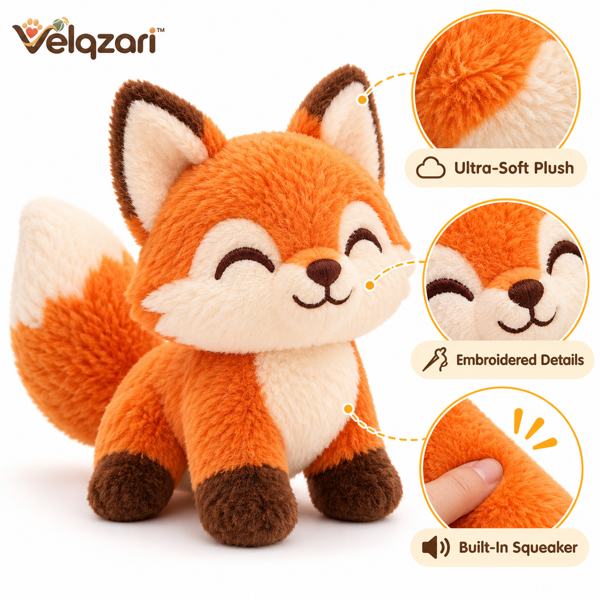 Velqzari™ Plush Fox Squeaky Toy