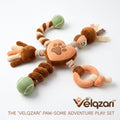 Velqzari™ Multi-Sensory Dog Tug & Chew Toy – 5-in-1 Interactive Plush Play Set with Squeaker Heart, Dual Plush Tennis Balls, Teething Ring & Crinkle Ribbons for Puppies, Small & Medium Dogs