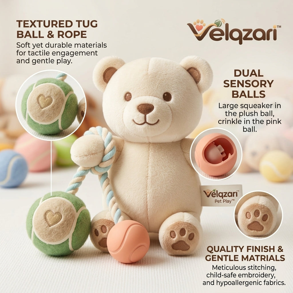 Velqzari Play Bear Plush Dog Toy